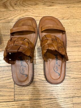 NEW Free People Womens Woven Tan Slide Sandals size US7 EU 37 Woven River Sandal